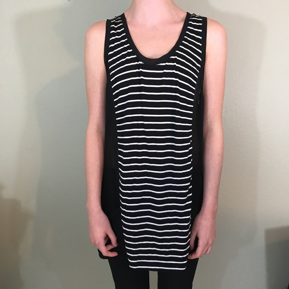 BCBG Maxazria Striped Racer Back Tunic Top, Medium
